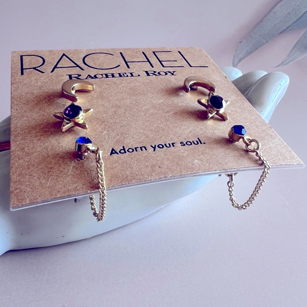 Set Of 3 Dainty Star & Moon Celestial Earrings Rachel Roy Brand Nwt